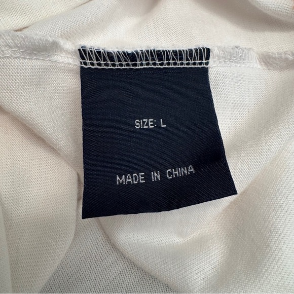 Salty Brand Very Clean White t-shirt with Aqua/Orange pin strips Size Large - Picture 2 of 9